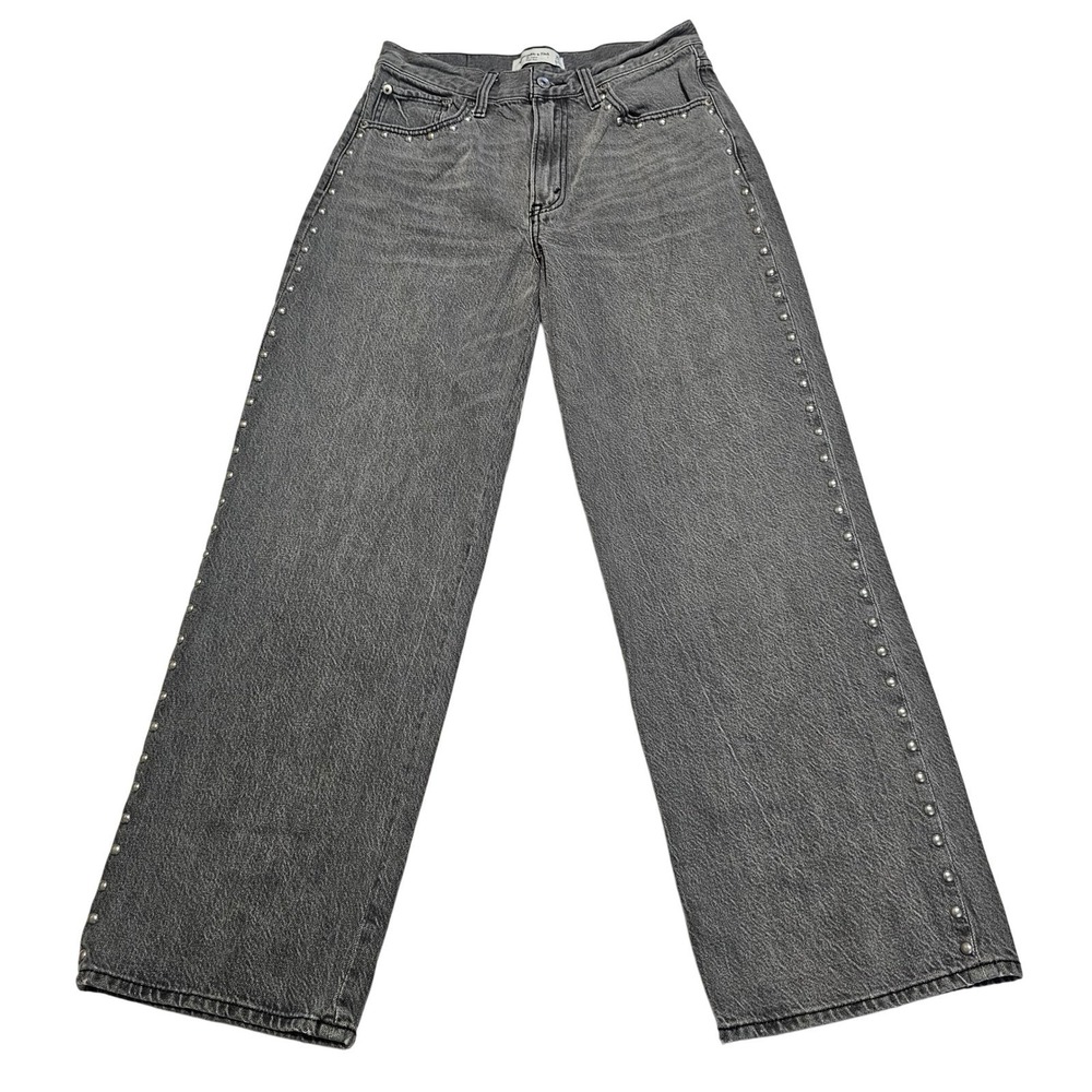 Abercrombie & Fitch The Loose High Rise Studded Jeans Gray Women's Size 27